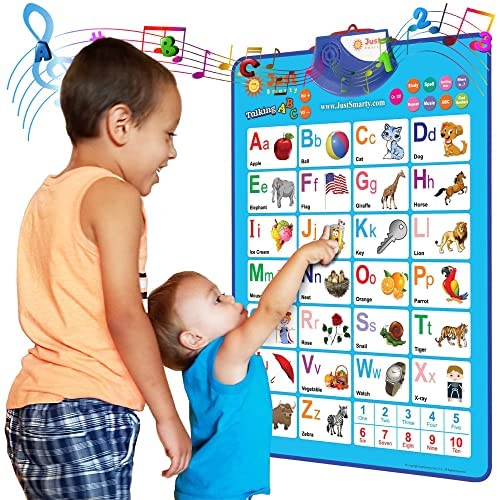 Just Smarty Electronic Interactive Alphabet Wall Chart, Talking ABC & 123s & Music Poster, Best Educational Toy for Toddler. Kids Fun Learning at Daycare, Preschool, Kindergarten for Boys & Girls by Just Smarty