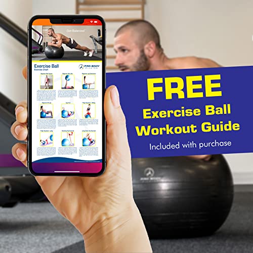 ProBody Pilates Ball Exercise Ball Yoga Ball, Multiple Sizes Stability Ball Chair, Gym Grade Birthing Ball for Pregnancy, Fitness, Balance, Workout at Home, Office and Physical Therapy (Aqua, 45 cm) from Oak Mountain Products