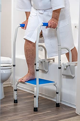 Step2tub Shower Step Stool for Seniors - Features Adjustable Height, Slip Resistant Step Stool with Handle for Elderly Entering & Exiting Bathtub - Extra Safe, Nonslip, Step Helps You Walk in Tub by Baiera Wellness Products, Inc