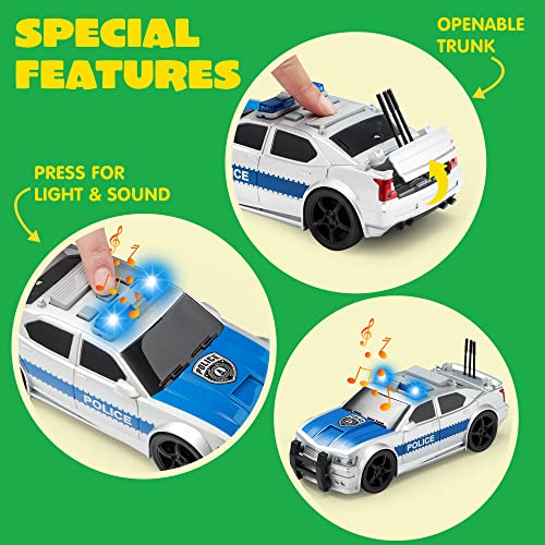 JOYIN 4 PC 7" Long Friction Powered City Play Vehicle Toy Set Including Police Car, School Bus, Garbage Truck, Ambulance, Vehicle Toy with Lights and Sound Siren by Joyin Inc