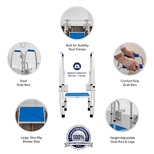 Step2tub Shower Step Stool for Seniors - Features Adjustable Height, Slip Resistant Step Stool with Handle for Elderly Entering & Exiting Bathtub - Extra Safe, Nonslip, Step Helps You Walk in Tub by Baiera Wellness Products, Inc