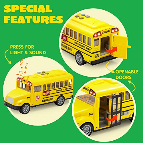 JOYIN 4 PC 7" Long Friction Powered City Play Vehicle Toy Set Including Police Car, School Bus, Garbage Truck, Ambulance, Vehicle Toy with Lights and Sound Siren by Joyin Inc
