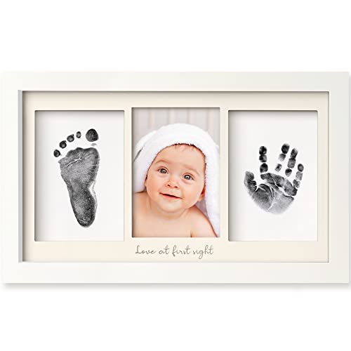 Inkless Baby Hand And Footprint Kit Frame â Personalized Baby Picture Frame for Newborn - Mess Free Baby Frame - Baby Keepsake - Baby Footprint Kit Handprint Kit - Baby Shower Gifts (Alpine White) from KeaBabies