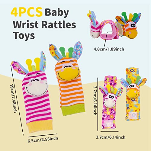 PADONISE Wrist Rattles Baby Socks Baby Toys Set Soft Sensory Toys for Babies Cartoon Animal Rattles Sock Early Development Toy Baby Shower Birth Gift for Newborn Infant Baby Boy Girl 0 to 3 Years Old from PADONISE