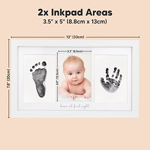 Inkless Baby Hand And Footprint Kit Frame â Personalized Baby Picture Frame for Newborn - Mess Free Baby Frame - Baby Keepsake - Baby Footprint Kit Handprint Kit - Baby Shower Gifts (Alpine White) from KeaBabies