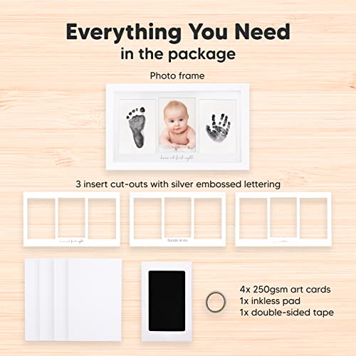 Inkless Baby Hand And Footprint Kit Frame â Personalized Baby Picture Frame for Newborn - Mess Free Baby Frame - Baby Keepsake - Baby Footprint Kit Handprint Kit - Baby Shower Gifts (Alpine White) from KeaBabies