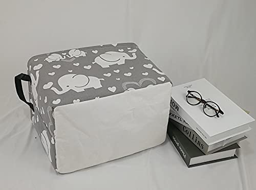 DUYIY Rectangle Canvas Storage Basket with Handle Large Organizer Bins for Dirty Laundry Hamper Baby Toys Nursery Kids Clothes Gift Basket (REC-Love Elephant) from DUYIY