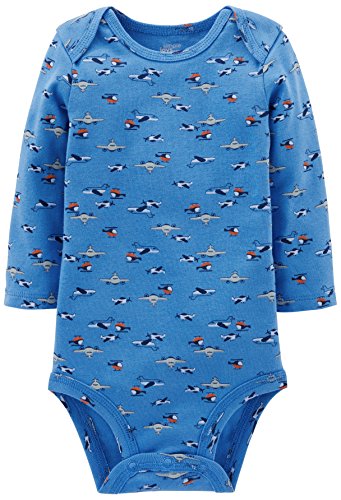 Simple Joys by Carter's Baby Boys' Long-Sleeve Bodysuit, Pack of 5, Blue/Grey/White, 3-6 Months by Carter's Simple Joys - Private Label