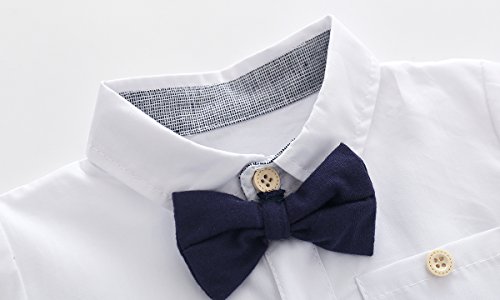 Boarnseorl Baby Boys Gentleman Outfits Suits, Infant Short Sleeve Shirt+Bib Pants+Bow Tie Overalls Clothes Set,6-9M by Boarnseorl