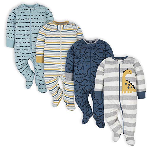Gerber Baby Boys' 8-pack Short Sleeve Onesies and 4-Pack Sleep 'N Play Clothing Bundle, Dinosaur, Newborn by 