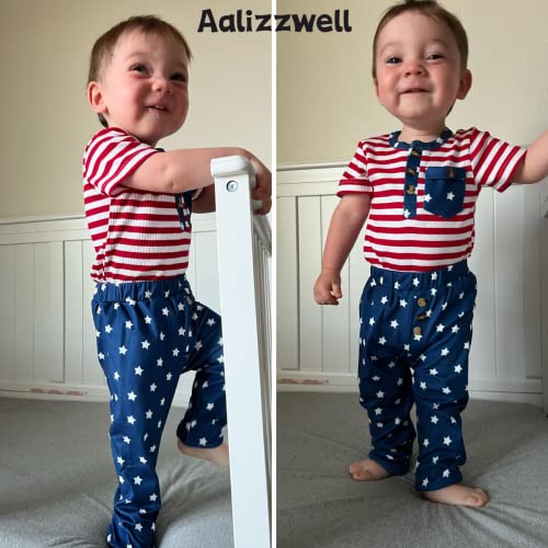 Aalizzwell Newborn Baby Boys 4th of July Clothes 1st Independence Day Outfit American Flag Clothing NB USA Patriotic Stars Stripes from 