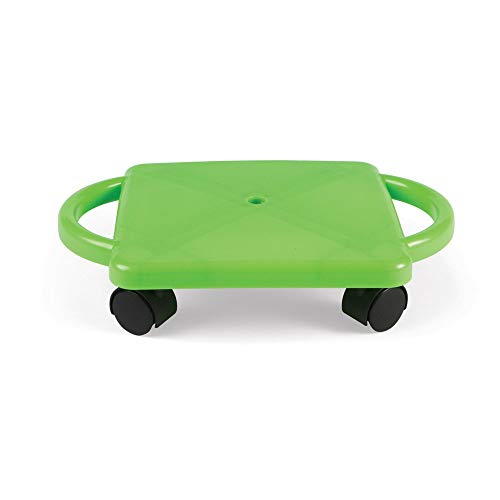 hand2mind Green Indoor Scooter Board with Safety Handles for Kids Ages 6-12, Plastic Floor Scooter Board with Rollers, Physical Education for Home, Homeschool Supplies (Pack of 1) by ETA hand2mind