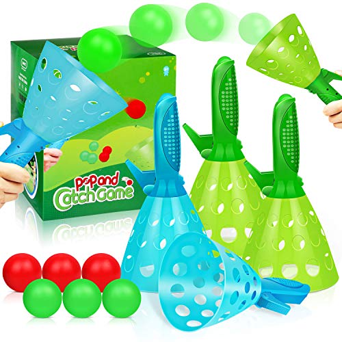 Outdoor Indoor Game Activities for Kids, Pop-Pass-Catch Ball Game with 4 Catch Launcher Baskets and 6 Balls, Valentines Day Gifts Birthday Party Favors Beach Toys for Kids Age 5 6 7 8 9 10+ and Adults from Lydaz