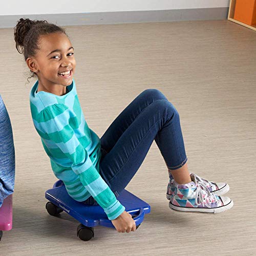 hand2mind Green Indoor Scooter Board with Safety Handles for Kids Ages 6-12, Plastic Floor Scooter Board with Rollers, Physical Education for Home, Homeschool Supplies (Pack of 1) by ETA hand2mind