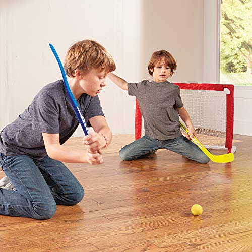 Franklin Sports Kids Folding Hockey 2 Goal Set - NHL - Street Hockey & Knee Hockey - Includes 2 Adjustable Hockey Sticks, 2 Knee Hockey Sticks, 2 Hockey Balls - 24 x 19 x 19 Inch Goal from Franklin Sports