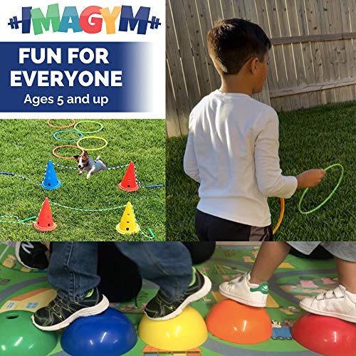Imagym Obstacle Course For Kids - Ninja Warrior Ring Toss - Bean Bag Toss - Stepping Stones for Kids, Carnival Games, Recess Toy - Indoor Play Equipment for Kids - Playground Toys, Jump Ropes for Kids from Imagym