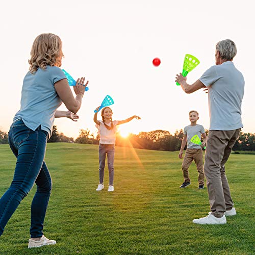 Outdoor Indoor Game Activities for Kids, Pop-Pass-Catch Ball Game with 4 Catch Launcher Baskets and 6 Balls, Valentines Day Gifts Birthday Party Favors Beach Toys for Kids Age 5 6 7 8 9 10+ and Adults from Lydaz