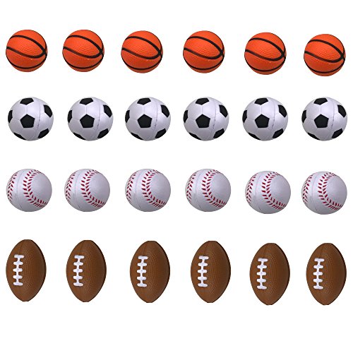 Shxstore Mini Foam Sports Ball for Kids, Mini Soccer Ball,Basketball, Football, Baseball 24 Counts from SHXSTORE