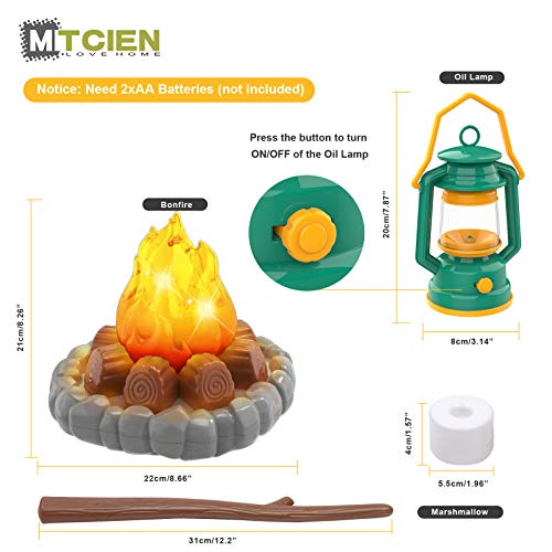 MITCIEN Camping Toys Play Set, Pretend Campfire, play food for kids with Oil Lantern, Pretend Fruits Vegetables Cutting, S'Mores, Indoor Outdoor Toys for Toddler by MITCIEN