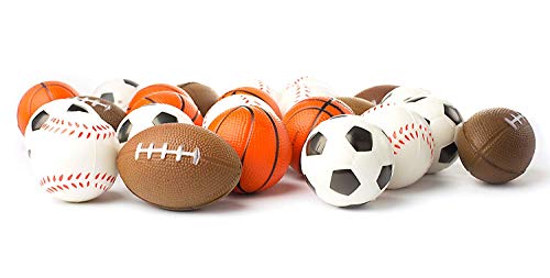 Shxstore Mini Foam Sports Ball for Kids, Mini Soccer Ball,Basketball, Football, Baseball 24 Counts from SHXSTORE