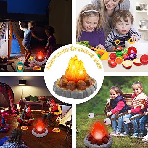 MITCIEN Camping Toys Play Set, Pretend Campfire, play food for kids with Oil Lantern, Pretend Fruits Vegetables Cutting, S'Mores, Indoor Outdoor Toys for Toddler by MITCIEN