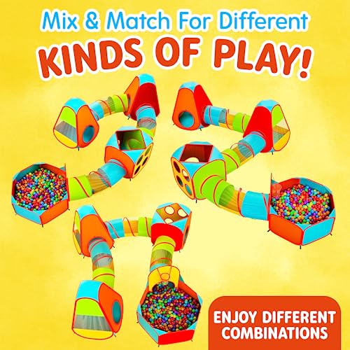 Playz Ball Pit, Play Tent and Tunnels for Kids, Gift for Toddler Boys & Girls, Best Birthday Gift for 1 2 3 4 5 Year old, Pop Up Baby Play Toy, Indoor & Outdoor Use as Portable Play Center Storage Bag by Playz