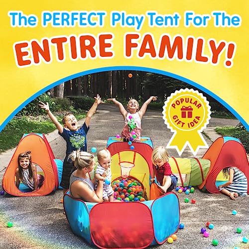 Playz Ball Pit, Play Tent and Tunnels for Kids, Gift for Toddler Boys & Girls, Best Birthday Gift for 1 2 3 4 5 Year old, Pop Up Baby Play Toy, Indoor & Outdoor Use as Portable Play Center Storage Bag by Playz