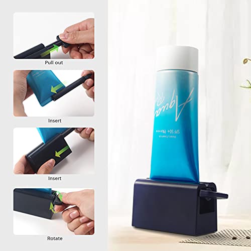 CORNERIA 2pcs Toothpaste Tube Squeezer Plus with Long Size 2.8IN - Premium ABS Plastic & Silicone pad Toothpaste Squeezer Rollers Even Tube Cosmetics, Tube Ketchup etc by CORNERIA