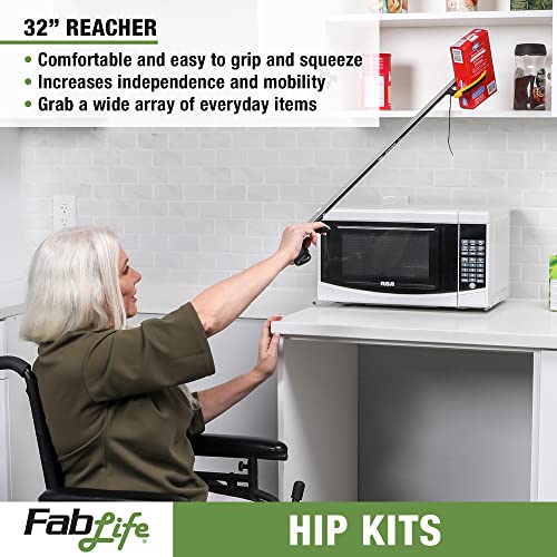 FabLife-86-0085 Multiple Tool Hip Kit Daily Living Aid for Hip, Knee, and Back Rehabilitation, Including: 32" Reacher, Contoured Sponge, Formed Sock Aid and 24" Dressing Stick by Fabrication Enterprises