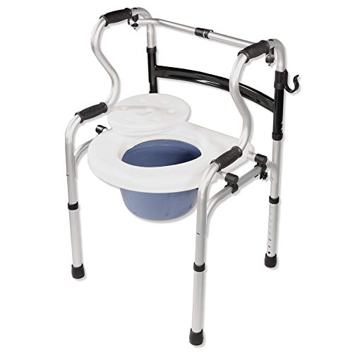 PCP Dual Folding 5-in-1 Bathroom Mobility & aid Commode Walker seat, Height Adjustable Daily Living aid, Regular by AmazonUs/SV2S3