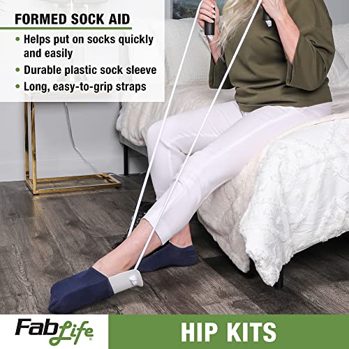 FabLife-86-0085 Multiple Tool Hip Kit Daily Living Aid for Hip, Knee, and Back Rehabilitation, Including: 32" Reacher, Contoured Sponge, Formed Sock Aid and 24" Dressing Stick by Fabrication Enterprises