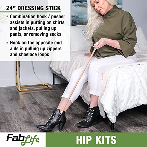 FabLife-86-0085 Multiple Tool Hip Kit Daily Living Aid for Hip, Knee, and Back Rehabilitation, Including: 32" Reacher, Contoured Sponge, Formed Sock Aid and 24" Dressing Stick by Fabrication Enterprises