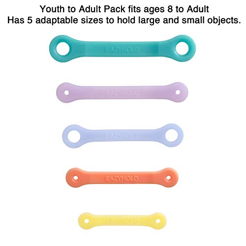 EazyHold Silicone Adaptive Aid for Individuals with Limited Hand Function, Cerebral Palsy, Stroke, Tremors.EazyHold Silicone Adaptive Aid (Youth to Adult-5 Pack) by EazyHold