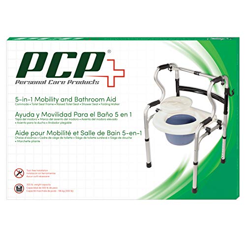 PCP Dual Folding 5-in-1 Bathroom Mobility & aid Commode Walker seat, Height Adjustable Daily Living aid, Regular by AmazonUs/SV2S3