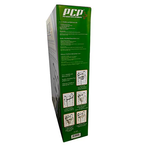 PCP Dual Folding 5-in-1 Bathroom Mobility & aid Commode Walker seat, Height Adjustable Daily Living aid, Regular by AmazonUs/SV2S3