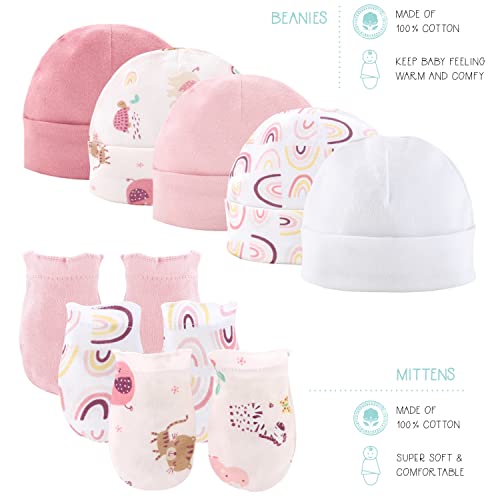 The Peanutshell Newborn Clothes & Accessories Set - 23 Piece Baby Girl Layette Gift Set - Fits Newborn to 3 Months - Rainbow & Safari, Pink from Farallon Brands