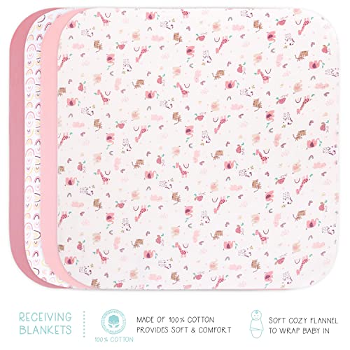 The Peanutshell Newborn Clothes & Accessories Set - 23 Piece Baby Girl Layette Gift Set - Fits Newborn to 3 Months - Rainbow & Safari, Pink from Farallon Brands