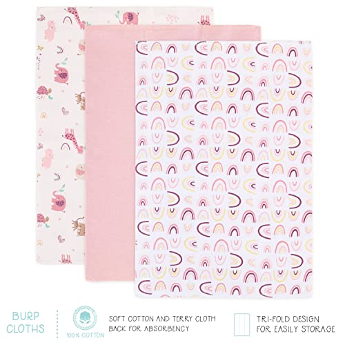 The Peanutshell Newborn Clothes & Accessories Set - 23 Piece Baby Girl Layette Gift Set - Fits Newborn to 3 Months - Rainbow & Safari, Pink from Farallon Brands