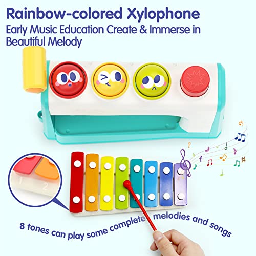 HOLA Toys for 1 Year Old Boy Gifts- 4 in1 Musical Pounding Toy with Xylophone, Baby Toys 12-18 Months, Learning & Education Toys for Toddler Toys Age 1-2 3, Montessori Toys for 1 Year Old Girl Gifts from HOLA