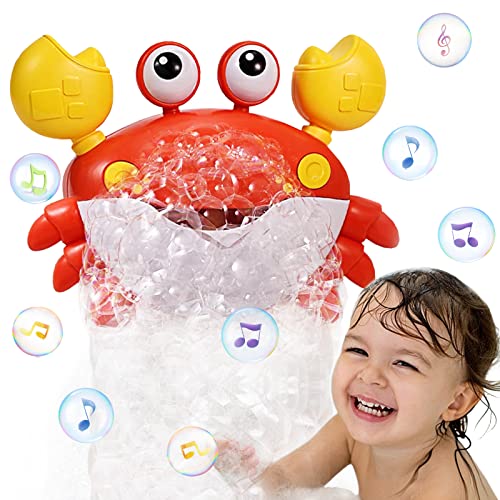 Crab Bath Toys for Toddlers 1-3 2-4 Bathtub Bubble Maker with Music Automatic Kids Bathtub Bubble Machine Baby Bath Toys for Infants 6-12 12-18 Months Birthday Gifts for 1 2 3 Year Old Boys Girls from poycuna