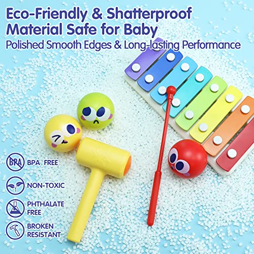 HOLA Toys for 1 Year Old Boy Gifts- 4 in1 Musical Pounding Toy with Xylophone, Baby Toys 12-18 Months, Learning & Education Toys for Toddler Toys Age 1-2 3, Montessori Toys for 1 Year Old Girl Gifts from HOLA