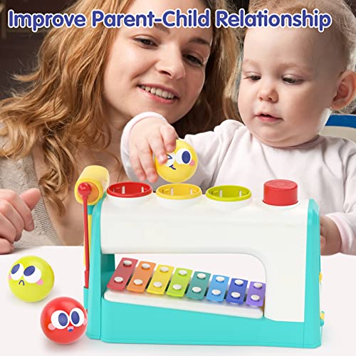 HOLA Toys for 1 Year Old Boy Gifts- 4 in1 Musical Pounding Toy with Xylophone, Baby Toys 12-18 Months, Learning & Education Toys for Toddler Toys Age 1-2 3, Montessori Toys for 1 Year Old Girl Gifts from HOLA