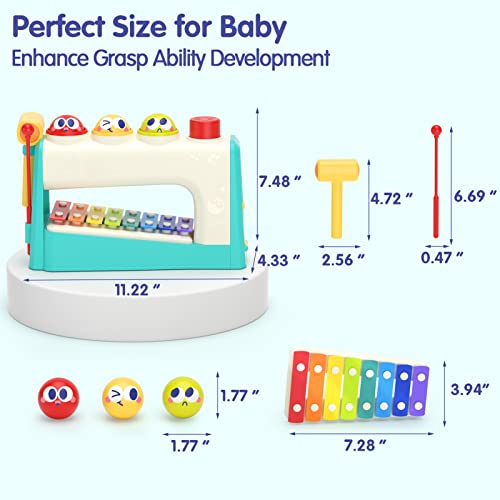 HOLA Toys for 1 Year Old Boy Gifts- 4 in1 Musical Pounding Toy with Xylophone, Baby Toys 12-18 Months, Learning & Education Toys for Toddler Toys Age 1-2 3, Montessori Toys for 1 Year Old Girl Gifts from HOLA