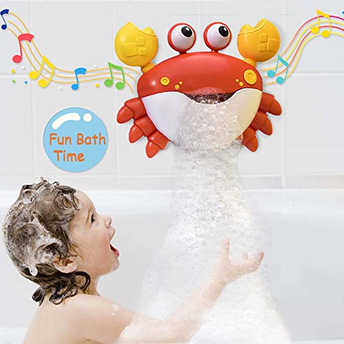Crab Bath Toys for Toddlers 1-3 2-4 Bathtub Bubble Maker with Music Automatic Kids Bathtub Bubble Machine Baby Bath Toys for Infants 6-12 12-18 Months Birthday Gifts for 1 2 3 Year Old Boys Girls from poycuna