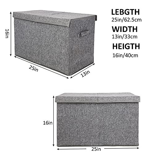 Large Toy Box Chest Storage with Flip-Top Lid, Collapsible Kids Storage Boxes Container Bins for Childrens Toys, Playroom Organizers, 25"x13" x16" (Linen Gray) from popoly