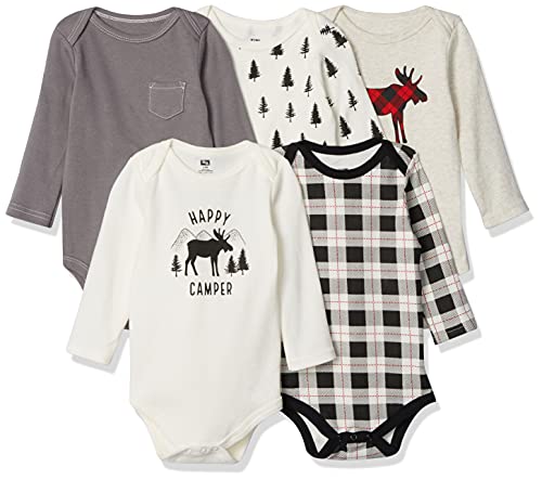 Hudson Baby Baby Cotton Long-Sleeve Bodysuits, Moose 5-Pack, 3-6 Months from Hudson Baby