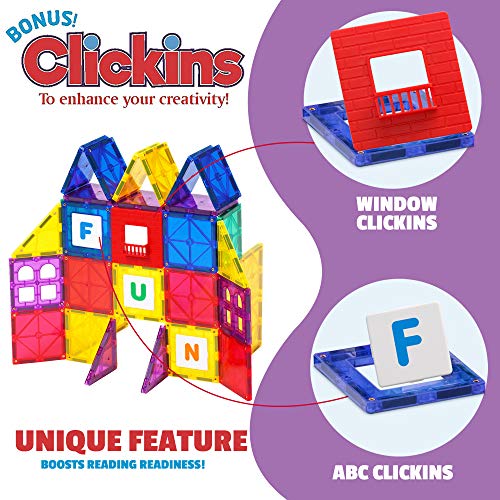 Playmags 100-Piece Colorful Tile Set, Unique Award-Winning Magnetic Building Tiles for Kids, Creativity and Educational Building Toys for Children, STEM Approved from Playmags