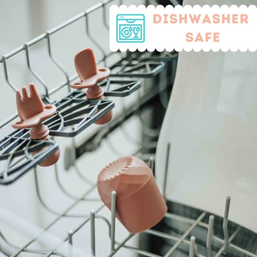 Tooshka Silicone Baby Utensils & Tiny Cup (Terra Cotta) - Bpa Free - Baby Led Weaning - Baby Spoon, Fork & Training Cup for 6 Months+ Anti-Choke Baby Feeding Supplies from ANRC Goods Factories