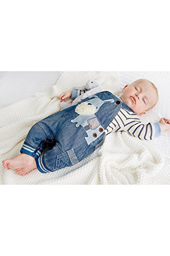 LvYinLi Cute Baby Boy Clothes Suit Toddler Boys' Striped Long Sleeve T-Shirt+Denim Overalls Jumpsuit Pants Outfits Sets (9-14 Months, Blue) from 
