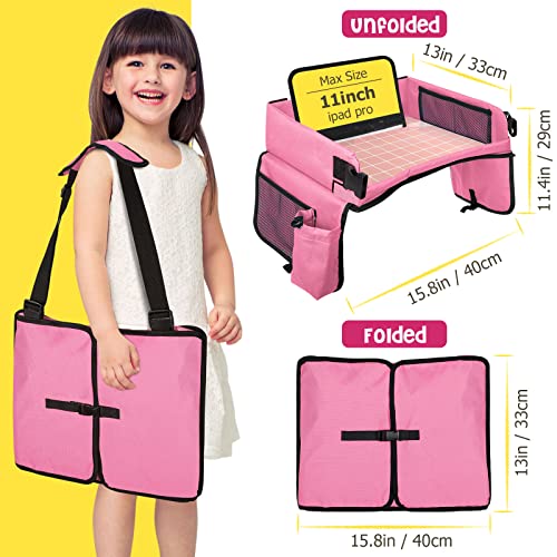 [New Version] Car Seat Organizer Kids Travel Tray for Kids Toddlers Activities in Car Seat, Stroller, Airplane | Touch Screen iPad Holder | Waterproof Dry Erase Top | Side Pocket & Water Bottle Holder by BUENAVO